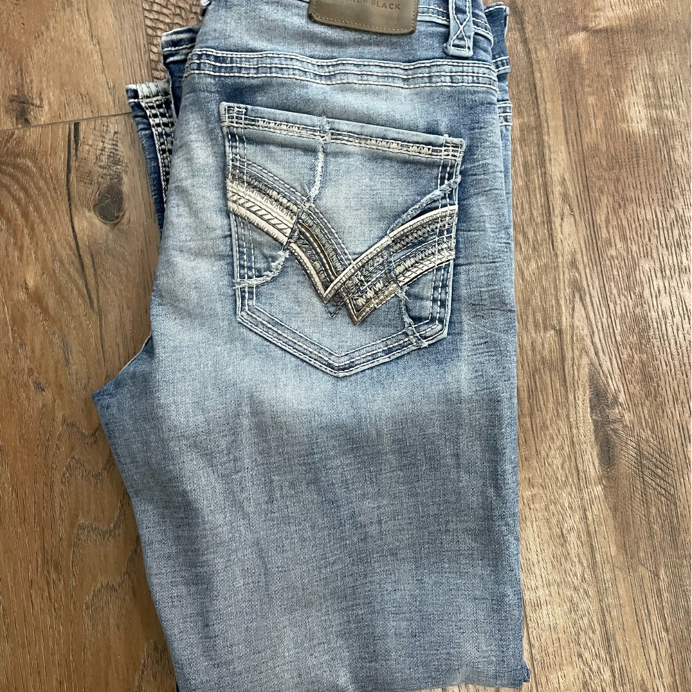 Buckle Black Fit No 9 Bootcut Jeans with Embroidered Pocket 34x30